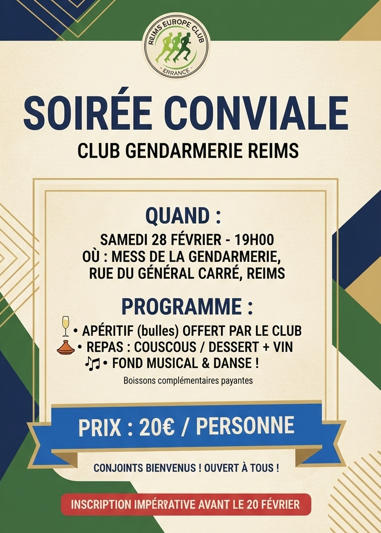 Soirée conviviale du club au mess de la gendarmerie !